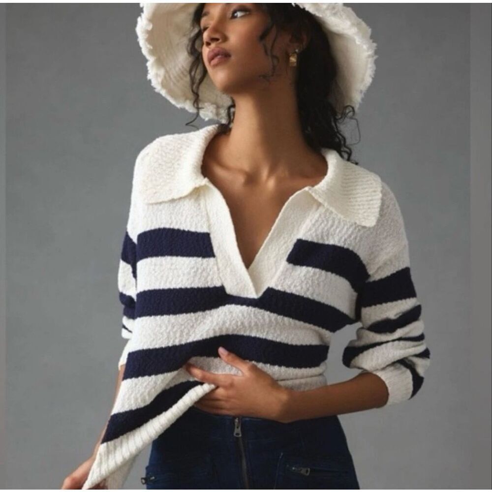 Anthropologie Maeve striped cropped sweater size XS